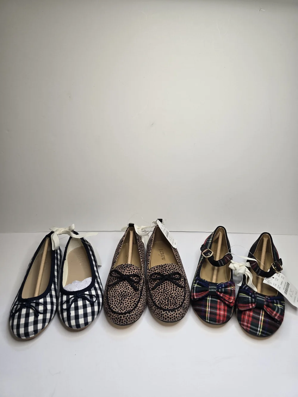 J. Crew Kids NWT Plaid, Gingham, Leopard Dress Shoes - Black, Red, Navy, Brown